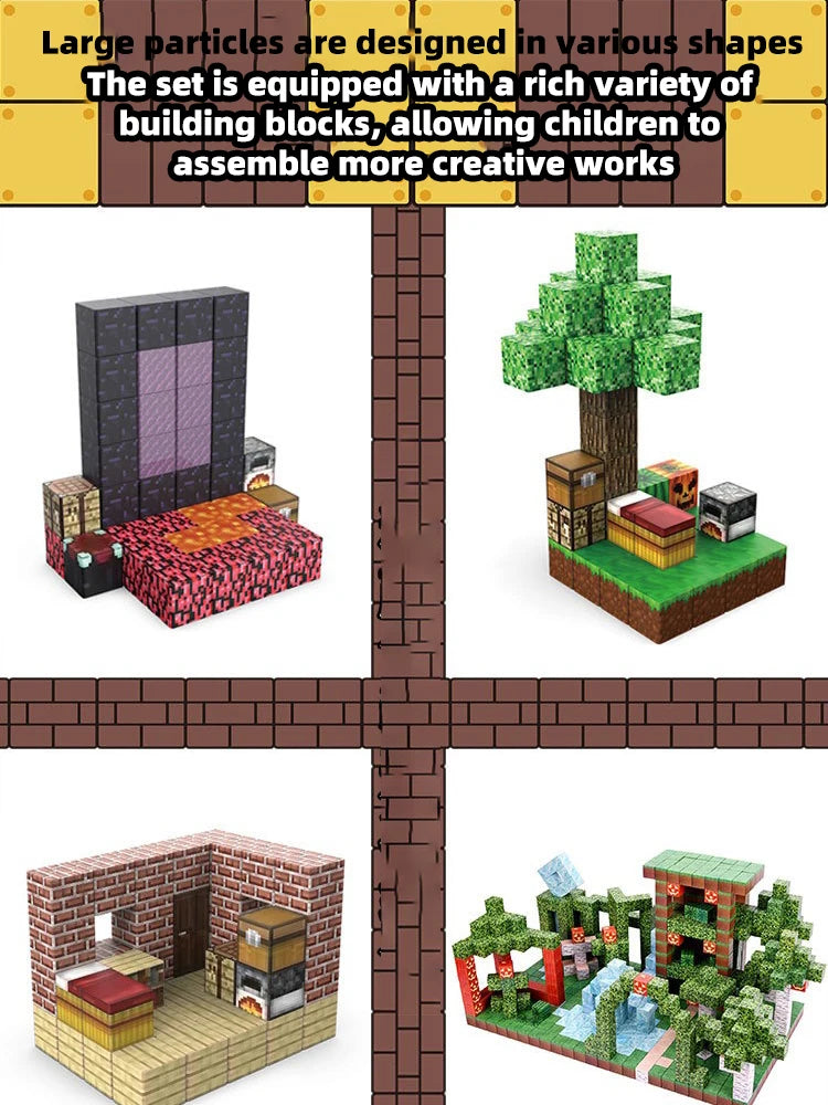 Magnetyczne Klocki Budowlane - Zabawka Edukacyjna STEM Montessori dla Dzieci 3+