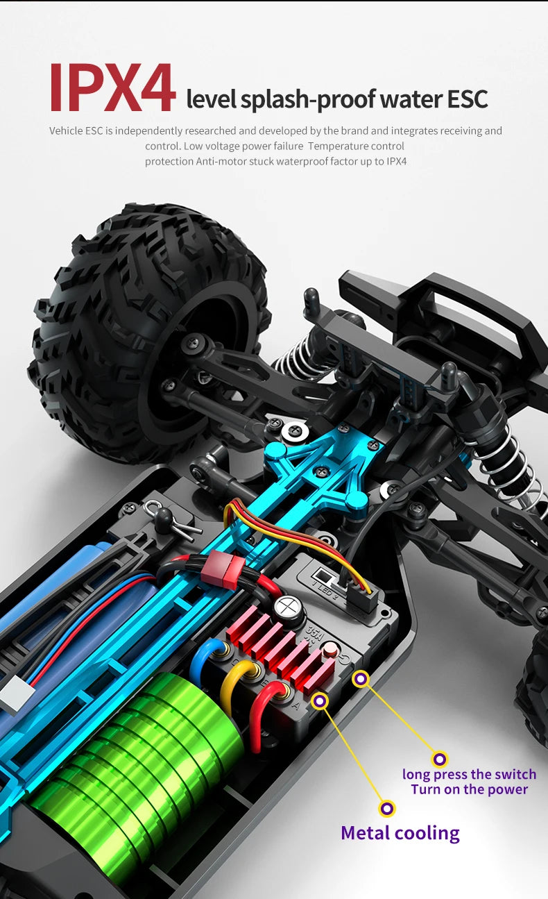 Samochód RC Off-Road 4x4 70km/h - Monster Truck 1:16 z LED